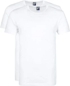 Alan Red Derby O-Hals T-Shirt Wit (2Pack)